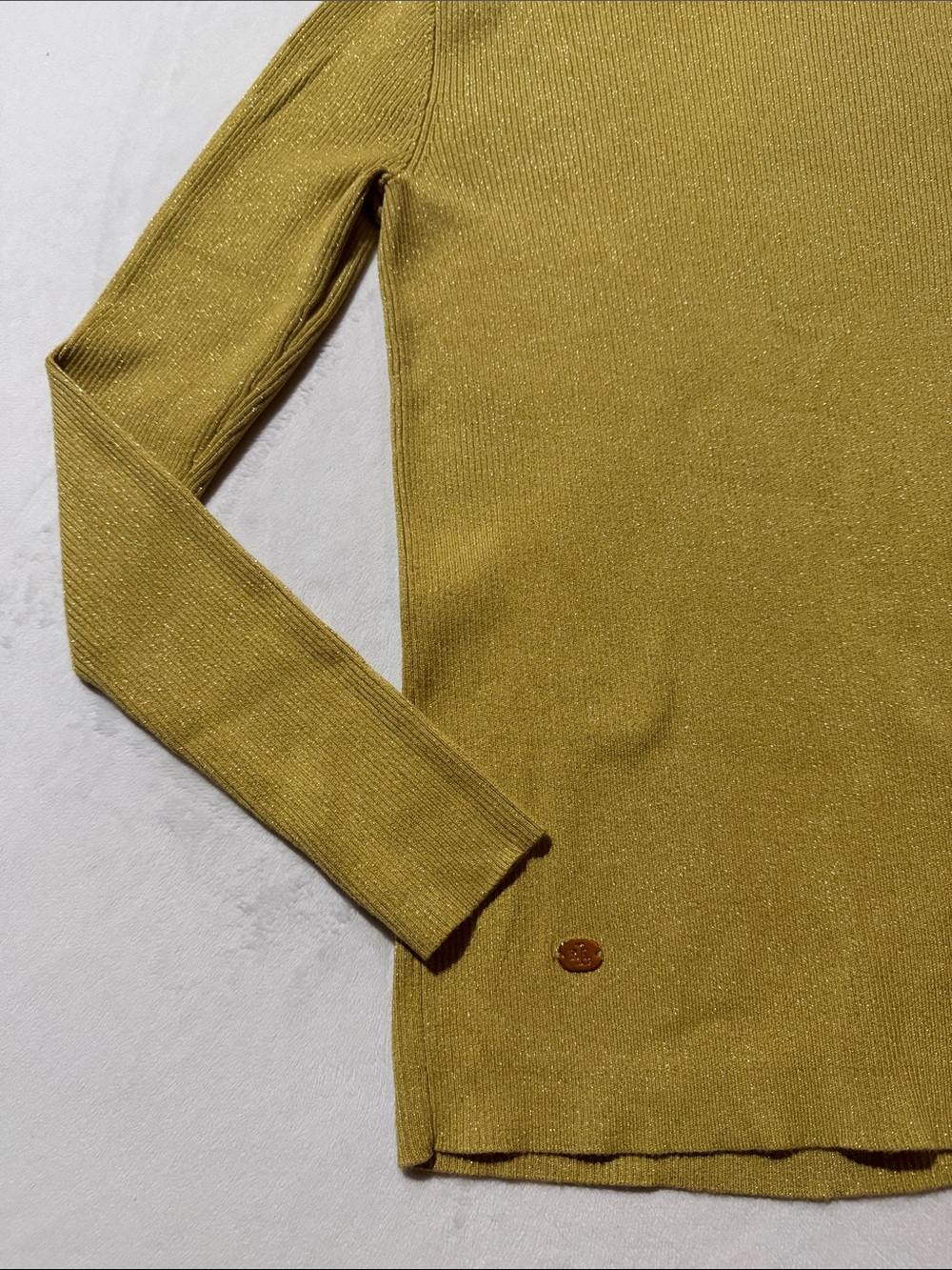 Lauren Ralph Lauren Gold shimmery Turtleneck ribbed knit long sleeve top - Picture 3 of 8
